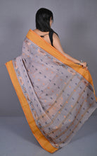 Bengal Tangail Hazar Butti Jacket Matta Thread Nakshi Border Cotton Saree in Dusty Grey, Black and Dull Orange