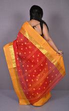 Designer Matta Border Bengal Tangail Hazar Butti Cotton Saree in Red and Yellow