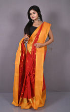 Designer Matta Border Bengal Tangail Hazar Butti Cotton Saree in Red and Yellow