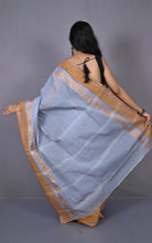 Designer Bengal Tangail Self Nakshi Katha Thread Work Cotton Saree in Icy Grey, Brown and Blue