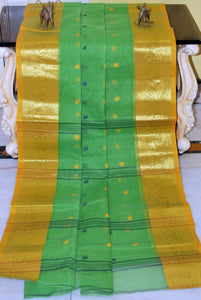 Bengal Handloom Cotton Hazar Buti Saree in Green, Blue and Yellow