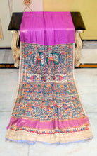 Soft Handwoven Bhagalpuri Silk Saree with Hand-Painted Madhubani Tussar Gicha Pallu