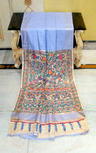 Soft Handwoven Bhagalpuri Silk Saree with Hand-Painted Madhubani Tussar Gicha Pallu