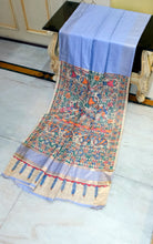 Soft Handwoven Bhagalpuri Silk Saree with Hand-Painted Madhubani Tussar Gicha Pallu