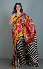 Hand Batik Soft Bishnupuri Pure Silk Saree in Red, Black, Beige and Multicolored