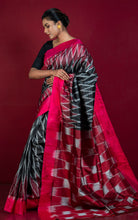 Bishnupuri 4D Double Ikkat Pure Silk Saree in Black and Multicolored