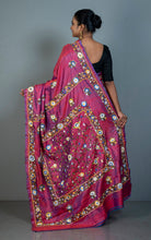 Parsi Hand Work on Soft Bishnupuri Katan Silk Saree in Liseran Purple and Multicolored