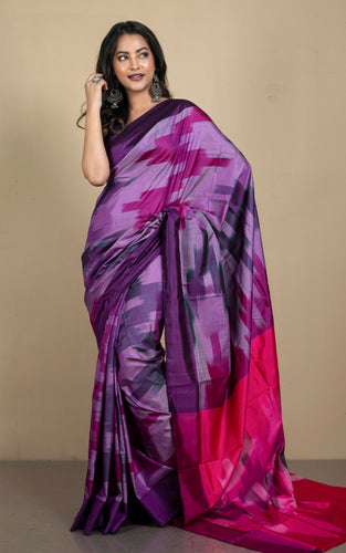 Bishnupuri Pochampally Ikkat Silk Saree in Purple, Cerise Pink and Multicolored