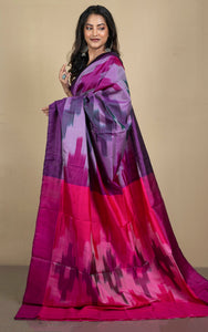 Bishnupuri Pochampally Ikkat Silk Saree in Purple, Cerise Pink and Multicolored