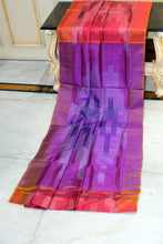 Bishnupuri Pochampally Ikkat Silk Saree in Brink Pink, Radical Red and Warm Purple
