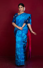 Bishnupuri Pochampally Ikkat Silk Saree in German Blue and Hot Pink