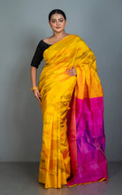 Bishnupuri Pochampally Ikkat Silk Saree in Golden Yellow and Multicolored