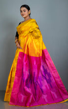 Bishnupuri Pochampally Ikkat Silk Saree in Golden Yellow and Multicolored