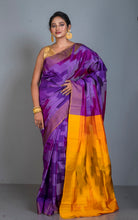 Bishnupuri Pochampally Ikkat Silk Saree in Purple, Golden Yellow and Multicolored