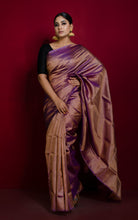 Soft Woven Bishnupuri Katan Silk Saree in Rose Gold