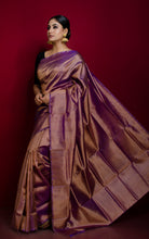 Soft Woven Bishnupuri Katan Silk Saree in Rose Gold