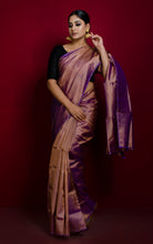 Soft Woven Bishnupuri Katan Silk Saree in Rose Gold