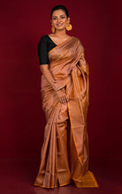 Soft Woven Bishnupuri Katan Silk Saree in Raw Sienna