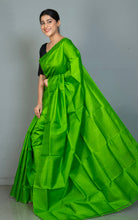 Soft Woven Bishnupuri Katan Silk Saree in Bright Lawn Green
