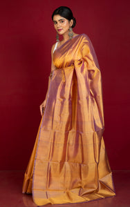 Soft Woven Bishnupuri Katan Silk Saree in Bronze