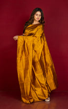 Soft Bishnupuri Katan Silk Saree in Bright Mustard Golden