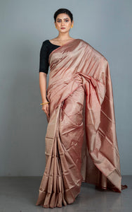 Soft Bishnupuri Katan Silk Saree in Pinkish Brown