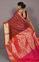 Tanchui Brocade Kanjivaram Silk Saree in Burgundy and Cerise Pink