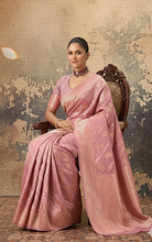 Aara Nakshi Work Designer Katan Silk Banarasi Saree in Ruddy Pink and Antique Golden Zari Nakshi Work