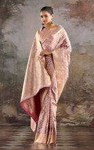 Floral Jaal Nakshi Work Designer Katan Silk Banarasi Saree in Pastle Purple and Antique Golden Zari Nakshi Work