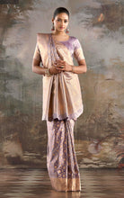 Floral Jaal Nakshi Work Designer Katan Silk Banarasi Saree in SIlver Chalice and Antique Golden Zari Nakshi Work