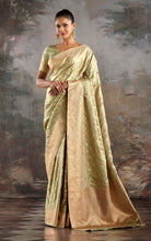 Floral Jaal Nakshi Work Designer Katan Silk Banarasi Saree in Beryl Green and Antique Golden Zari Nakshi Work