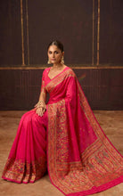 Position Print Thread Work Designer Soft Kani Silk Saree in Raspberry Pink, Antique Golden and Multicolored