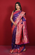 Traditional Nakshi Motif Work Softy Katan Silk Sari in Purple and Red