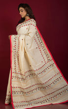 Lambani Hand Work on Soft Cotton Chanderi Saree in Parmesan, Red and Multicolored