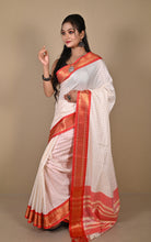 Soft Checks Gadwal Cotton Silk Saree in Off White, Beige and Red