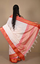 Soft Checks Gadwal Cotton Silk Saree in Off White, Beige and Red