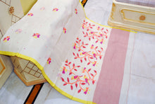 Hand Work Nakshi Butta Cotton Dhakai Jamdani Saree in Off White, Yellow, Hot Pink, Orange and Red