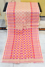 Nakshi Floral Work with Polka Butta Cotton Jamdani Saree in Lemonade and Multicolored Thread Work