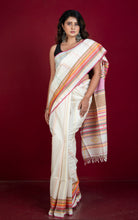 Designer Assam Khaddar Soft Cotton Bomkai Saree in Off White and Multicolored