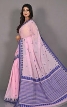 Traditional Nakshi Border Work Soft Cotton Bomkai Saree in Pastel Pink, Royal Beige and Deep Blue