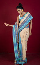 Premium Quality Double Warp Soft Pure Cotton Bomkai Saree in Beige, Celeste Blue, Royal Blue and Black