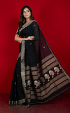 Premium Quality Double Warp Soft Pure Cotton Bomkai Saree in Black, Dutch White and Off White