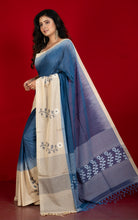 Premium Quality Double Warp Khaddar Kadiyal Skirt Border Jamdani Saree in Catalina Blue, Cashmere Beige, Off White and Black