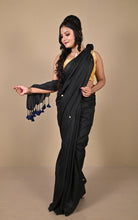 Designer Coin Sequin Work Soft Khadi Cotton Saree in Black and Golden