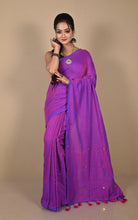 Designer Coin Sequin Work Soft Khadi Cotton Saree in Warm Purple and Red