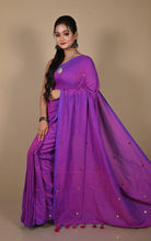 Designer Coin Sequin Work Soft Khadi Cotton Saree in Warm Purple and Red