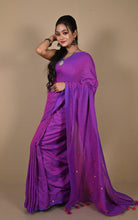 Designer Coin Sequin Work Soft Khadi Cotton Saree in Warm Purple and Red