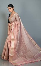 Soft Crushed Tissue Katan Banarasi Silk Saree in Pink Flare and Antique Golden