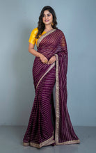 Khaddi Georgette Designer Saree in Royal Purple and Antique Gold