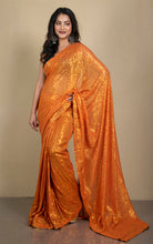 Designer Italian Net with Sequin Woven Bollywood Sarees in Amber Glow